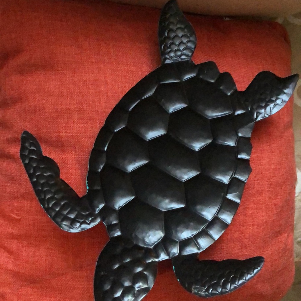 Metal turtle. Bronze with Aqua blue color. No hanger on back but could be added. - Picture 5 of 8